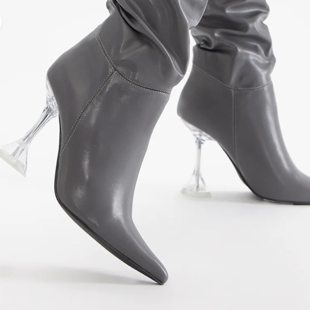 Sale New Chic Gray Heeled Boots for Women